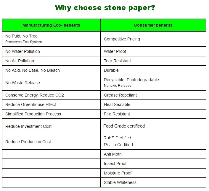 Paper Factory in China Supply Stone Paper PE Coated Paper